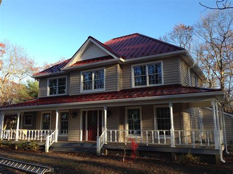 red metal roof houses|colonial red roof.